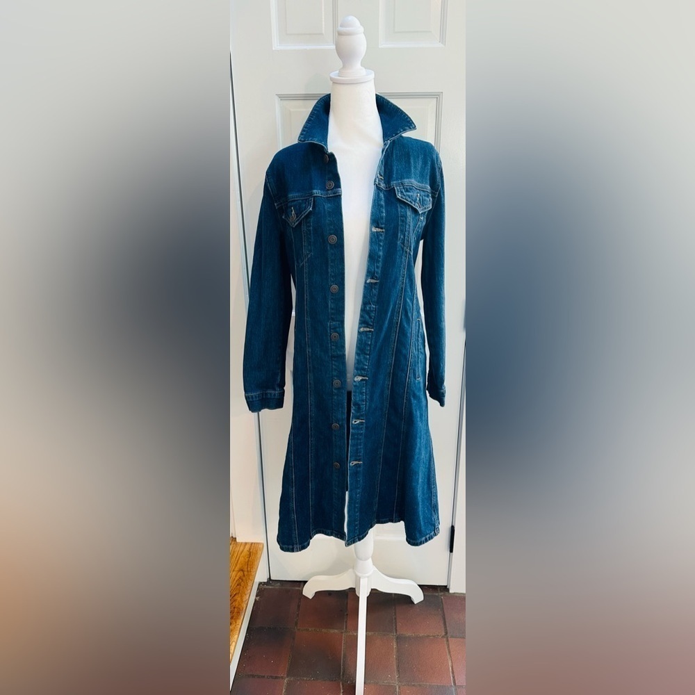 Lucky Brand long jean jacket, size M.